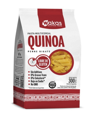 Fideos Wakas Quinoa Penne Rigati 12 U X 300Grs