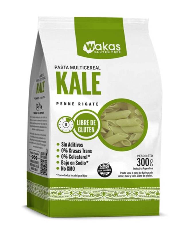 Fideos Wakas  Kale Penne Rigati  12U X 300 Grs